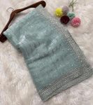 1ATTRACTIVE JIMMY CHOO SEQUENCE EMBROIDERY CUT BORDER WORK SAREE WITH STITCHED BLOUSE WEDDING WEAR WHOLESALE PRICE ETHNIC GARMENT (10)
