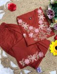 1ATTRACTIVE KHADI COTTON EMBROIDERY WORK TOP PENT SET OFFICE WEAR WHOLESALE PRICE ETHNIC GARMENT (13)
