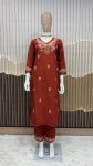 1ATTRACTIVE KHADI COTTON EMBROIDERY WORK TOP PENT SET OFFICE WEAR WHOLESALE PRICE ETHNIC GARMENT (13)