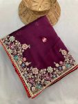 1ATTRACTIVE RANGOLI SILK EMBROIDERY WITH PIPING BORDER WORK SAREE WITH UNSTITCHED BLOUSE PARTY WEAR WHOLESALE PRICE ETHNIC GARMENT (22)