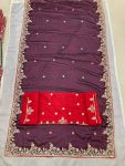 1ATTRACTIVE RANGOLI SILK EMBROIDERY WITH PIPING BORDER WORK SAREE WITH UNSTITCHED BLOUSE PARTY WEAR WHOLESALE PRICE ETHNIC GARMENT (22)
