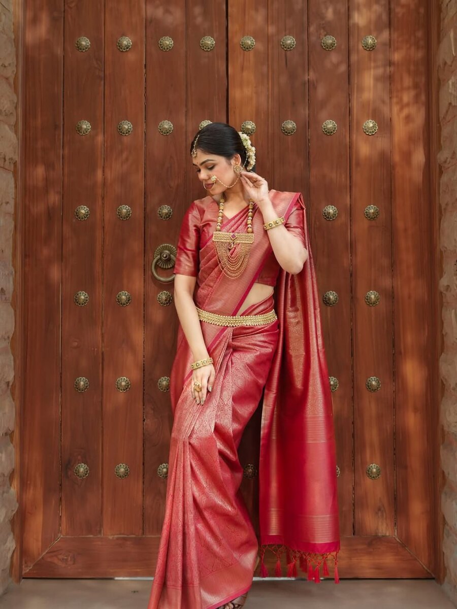 1DESIGNER BANARASI SOFT SILK GOLD ZARI WEAVING WORK SAREE WITH UNSTITCHED BLOUSE PARTY WEAR WHOLESALE PRICE ETHNIC GARMENT (25)