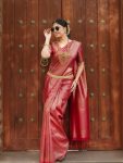 1DESIGNER BANARASI SOFT SILK GOLD ZARI WEAVING WORK SAREE WITH UNSTITCHED BLOUSE PARTY WEAR WHOLESALE PRICE ETHNIC GARMENT (25)