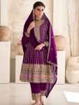 DESIGNER CHINON SEQUENCE & CODING EMBROIDERY WORK TOP BOTTOM WITH DUPATTA PINK