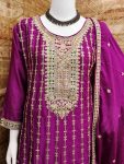 1DESIGNER CHINON SEQUENCE & CODING EMBROIDERY WORK TOP BOTTOM WITH DUPATTA WEDDING WEAR WHOLESALE PRICE ETHNIC GARMENT (11)