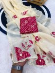 1DESIGNER CRUNCHY CHIFFON BANDHANI PATCH BUTTA WITH HANDWORK SAREE WITH UNSTITCHED BLOUSE WEDDING WEAR WHOLESALE PRICE ETHNIC GARMENT (14)