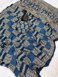 DESIGNER GAJI SOFT SILK BANDHEJ WORK SAREE WITH UNSTITCHED BLOUSE BLUE