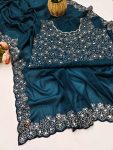 1DESIGNER GEORGETTE SILK EMBROIDERY AND REAL MIRROR AND DIAMOND HAND WORK SAREE WITH UNSTITCHED BLOUSE PARTY WEAR WHOLESALE PRICE ETHNIC GARMENT (20)