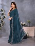 1DESIGNER GEORGETTE SILK EMBROIDERY AND REAL MIRROR AND DIAMOND HAND WORK SAREE WITH UNSTITCHED BLOUSE PARTY WEAR WHOLESALE PRICE ETHNIC GARMENT (20)