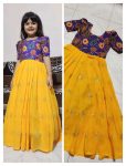 1DESIGNER GEORGETTE SILK EMBROIDERY SEQUENCE WORK WITH TOP FULL PRINTED WORK KID’S GOWN FESTIVE WEAR WHOLESALE PRICE ETHNIC GARMENT (15)