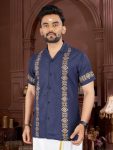 1FANCY COTTON FOIL PRINT WITH BEAUTIFUL PATTERN WORK MEN’S SHIRT WITH MATCHING DHOTI FESTIVE WEAR WHOLESALE PRICE ETHNIC GARMENT (20)