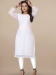 FANCY GEORGETTE 1000 BUTTI ONLY KURTI WHITE