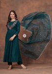 1FANCY RAYON SILK EMBROIDERY WORK TOP BOTTOM WITH DUPATTA FESTIVE WEAR WHOLESALE PRICE ETHNIC GARMENT (3)