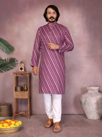 LATEST COTTON SEQUENCE WORK AND PRINTED MEN'S KURTA PAYJAMA WINE