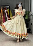 1LATEST KORA COTTON TRADITIONAL KALAMKARI AND FLORAL EMBROIDERY WORK ONE PEICE DRESS FORMAL WEAR WHOLESALE PRICE ETHNIC GARMENT (11)