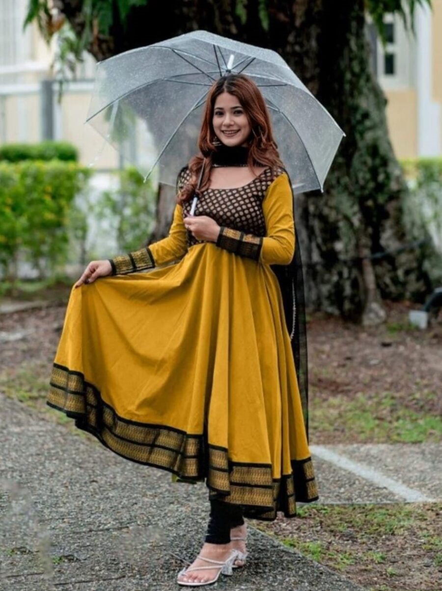 1MOST PICKED VICHITRA SILK JACQUARD WORK ANARKALI TOP WITH DUPATTA DAILY WEAR WHOLESALE PRICE ETHNIC GARMENT (3)