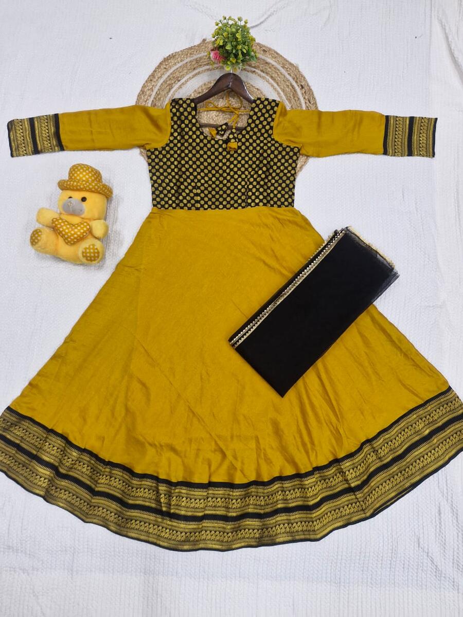 1MOST PICKED VICHITRA SILK JACQUARD WORK ANARKALI TOP WITH DUPATTA DAILY WEAR WHOLESALE PRICE ETHNIC GARMENT (5)
