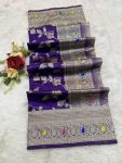 1NEW ARRIVAL BANARASI SILK FLOWERS AND MINA WITH ZARI WEAVING BORDER WORK SAREE WITH UNSTITCHED BLOUSE FESTIVE WEAR WHOLESALE PRICE ETHNIC GARMENT (20)