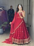 1NEW ARRIVAL GEORGETTE EMBROIDERY THREAD AND SEQUENCE WORK LEHENGA CHOLI WITH DUPATTA PARTY WEAR WHOLESALE PRICE ETHNIC GARMENT (17)