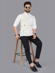 1NEW ARRIVAL LINEN HAND-WOVEN MEN’S SHORT KURTA FESTIVE WEAR WHOLESALE PRICE ETHNIC GARMENT (8)