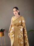 1NEW ARRIVAL LINEN SLUB WEAVING WORK SAREE WITH UNSTITCHED BLOUSE FESTIVE WEAR WHOLESALE PRICE ETHNIC GARMENT (3)