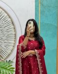 1NEW ARRIVAL SPACE SILK SEQUENCE EMBROIDERY WORK GOWN WITH DUPATTA FESTIVE WEAR WHOLESALE PRICE ETHNIC GARMENT (7)