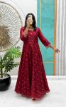 1NEW ARRIVAL SPACE SILK SEQUENCE EMBROIDERY WORK GOWN WITH DUPATTA FESTIVE WEAR WHOLESALE PRICE ETHNIC GARMENT (7)