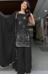 1RICH LOOK GEORGETTE EMBROIDERY SEQUENCE WORK TOP PALAZZO WITH DUPATTA FESTIVE WEAR WHOLESALE PRICE ETHNIC GARMENT (30)