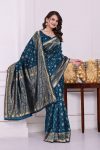 1RICH LOOK LICHI SILK JACQUARD WORK SAREE WITH UNSTITCHED BLOUSE FESTIVE WEAR WHOLESALE PRICE ETHNIC GARMENT (12)