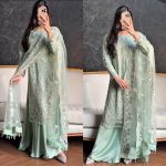 RICH LOOK NET EMBROIDERY CHAIN SEQUENCE WORK WITH FANCY LACE WORK TOP PALAZZO WITH DUPATTA RAMA