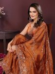 1RICH LOOK RANGOLI SILK EMBROIDERY CUTWORK WORK LACE BORDER WORK SAREE WITH UNSTITCHED BLOUSE WEDDING WEAR WHOLESALE PRICE ETHNIC GARMENT (12)