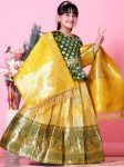 ATTRACTIVE JACQUARD WEAVING DESIGN WORK LEHENGA CHOLI WITH DUPATTA YELLOW