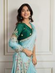 2ATTRACTIVE RANGOLI SILK EMBROIDERY WITH PIPING BORDER WORK SAREE WITH UNSTITCHED BLOUSE PARTY WEAR WHOLESALE PRICE ETHNIC GARMENT (30)