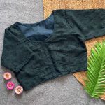 DESIGNER COTTON HAKOBA THREAD WORK STITCHED BLOUSE GREEN