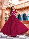 DESIGNER FAUX BLOOMING RICH ZARI-SEQUENCE & BEADS EMBROIDERY WORK GOWN RANI