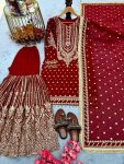 2FANCY GEORGETTE EMBROIDERY SEQUENCE WITH LATKAN BORDER WORK TOP SHARARA WITH DUPATTA FESTIVE WEAR WHOLESALE PRICE ETHNIC GARMENT (10)