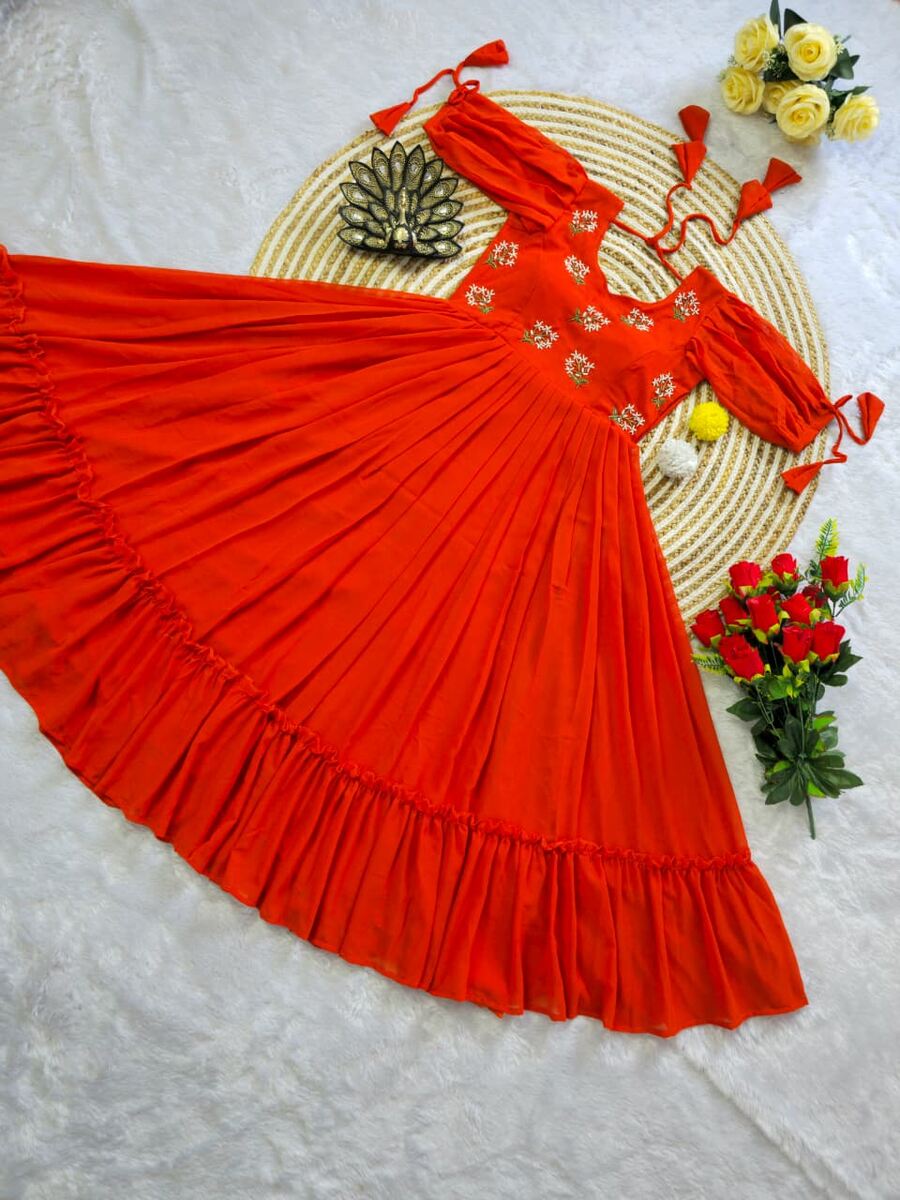 2FANCY GEORGETTE HAND WORK ONE PIECE PARTY WEAR WHOLESALALE PRICE ETHNIC GARMENT (13)