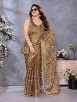 2FANCY JIMMY CHOO EMBROIDERY WORK SAREE WITH UNSTITCHED BLOUSE PARTY WEAR WHOLESALE PRICE ETHNIC GARMENT (2)