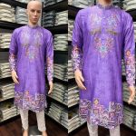 2KHADI COTTON NECK EMBROIDERY SEQUENCE AND PRINT WORK KURTA WITH PAYJAMA PARTY WEAR WHOLESALE PRICE ETHNIC GARMENT (49)