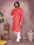 2LATEST COTTON SEQUENCE WORK AND PRINTED MEN’S KURTA PAYJAMA PARTY WEAR WHOLESALE PRICE ETHNIC GARMENT (50)