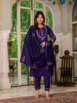 LATEST MARINA SILK MULTI EMBROIDERY THREAD, WITH HAND WORK TOP BOTTOM WITH DUPATTA PURPLE