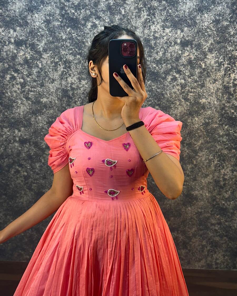 2LATEST MUL COTTON HANDWORK ONE PEICE DRESS FORMAL WEAR WHOLESALE PRICE ETHNIC GARMENT (27)