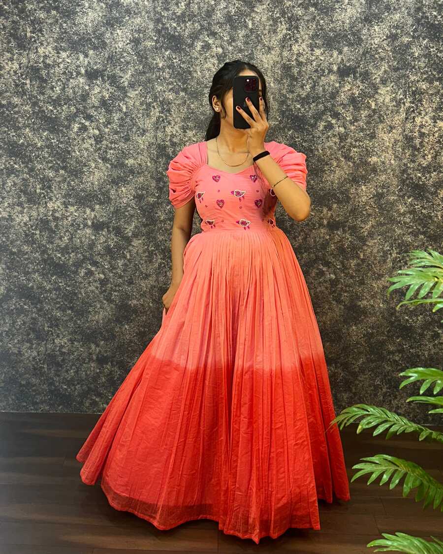 2LATEST MUL COTTON HANDWORK ONE PEICE DRESS FORMAL WEAR WHOLESALE PRICE ETHNIC GARMENT (28)