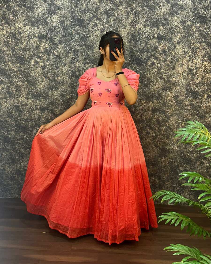 2LATEST MUL COTTON HANDWORK ONE PEICE DRESS FORMAL WEAR WHOLESALE PRICE ETHNIC GARMENT (29)