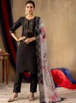 MOST PICKED ROMAN SILK MULTI EMBROIDERY THREAD, WITH HAND WORK TOP BOTTOM WITH DUPATTA BLACK