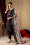 2MOST PICKED ROMAN SILK MULTI EMBROIDERY THREAD, WITH HAND WORK TOP BOTTOM WITH DUPATTA CASUAL WEAR WHOLESALE PRICE ETHNIC GARMENT (11)