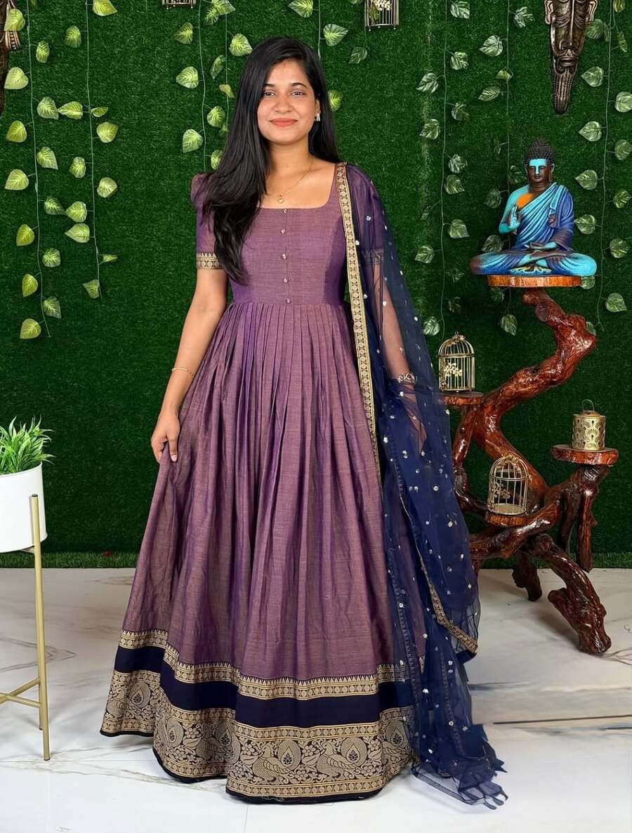 2MOST PICKED VICHITRA SILK JACQUARD WORK ANARKALI TOP WITH DUPATTA FESTIVE WEAR WHOLESALE PRICE ETHNIC GARMENT (11)