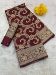 2NEW ARRIVAL BANARASI SILK FLOWERS AND MINA WITH ZARI WEAVING BORDER WORK SAREE WITH UNSTITCHED BLOUSE FESTIVE WEAR WHOLESALE PRICE ETHNIC GARMENT (3)