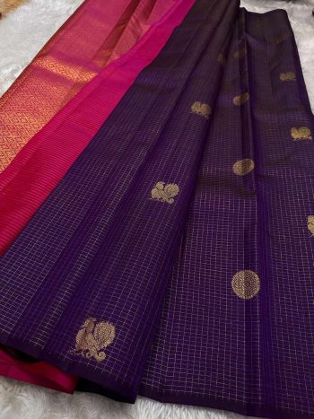NEW ARRIVAL BANARASI SOFT SILK GOLD ZARI WEAVING WORK SAREE WITH UNSTITCHED BLOUSE PURPLE