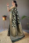2NEW ARRIVAL LINEN SLUB WEAVING WORK SAREE WITH UNSTITCHED BLOUSE FESTIVE WEAR WHOLESALE PRICE ETHNIC GARMENT (11)